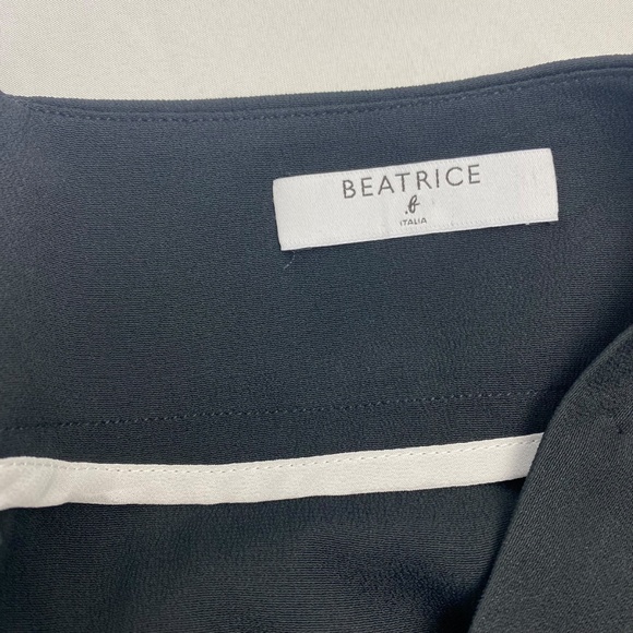 BEATRICE B Skirt Midi High Low Italian Draped Front Panel White Contrast Trim 4 - Picture 3 of 6